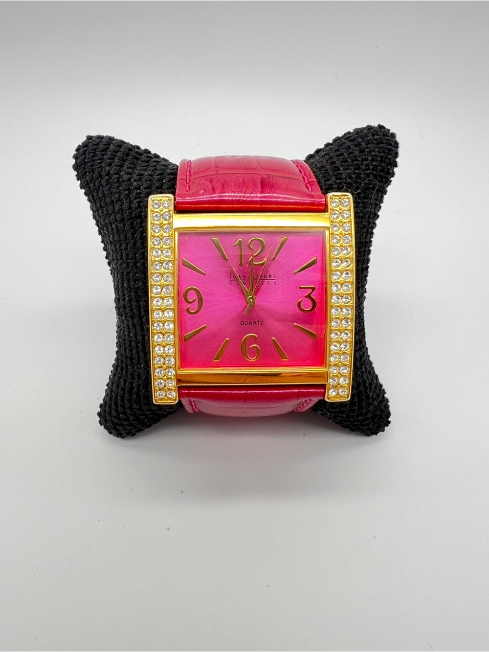 Joan Rivers Gold-Tone Watch with Hot Pink Dial and Strap